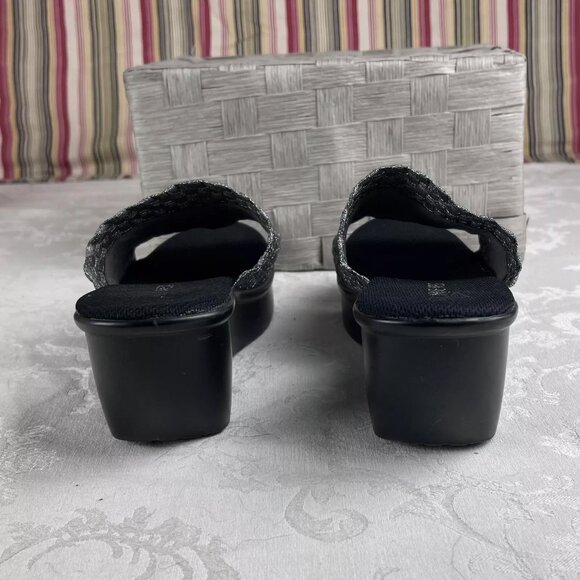 Nine West Womens Shoes Size 8.5 Silver Metaalic Textile Fabric Slide Wedge Heel - Picture 10 of 13